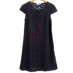 Tibi Black Lace Button Illusion Mini Dress 6